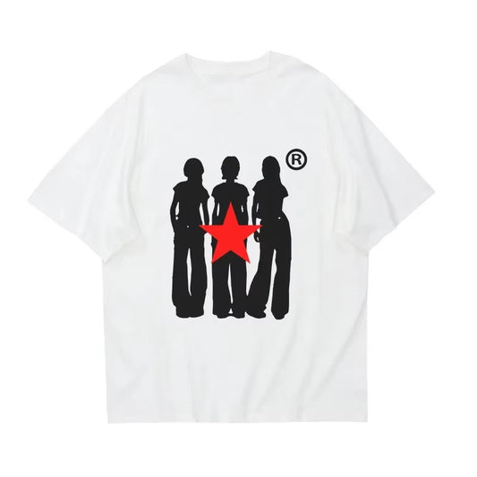 Cotton T-shirt Set wear Harajuku Aesthetic Flat print c
