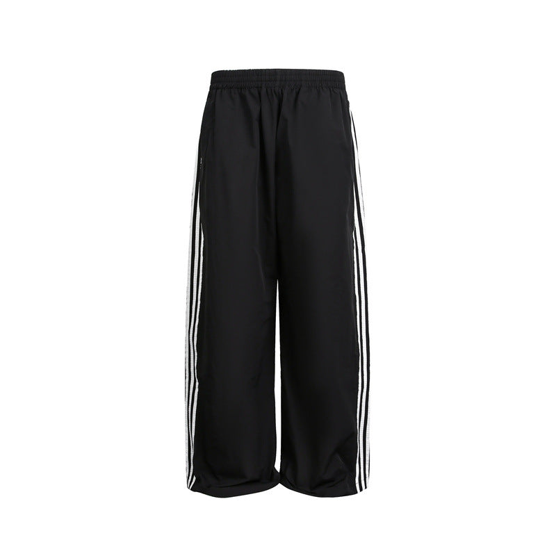 Casual Tape Color Block Sports Pants Unisex Loose Leisure Trousers