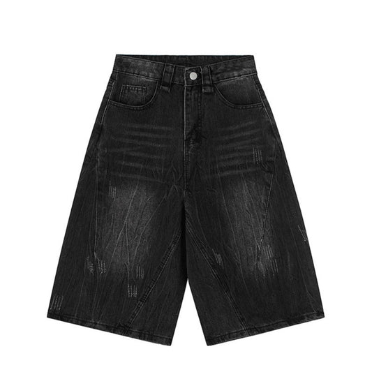 Cropped denim shorts