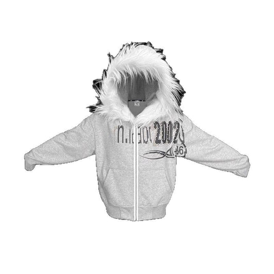 Retro loose fur collar hooded sweatshirt